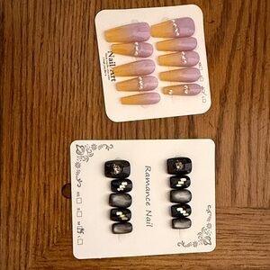 Purple and Black Nail Art Set size Medium